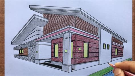 How to Draw a House in Two Point Perspective: Modern House.